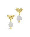 Sterling Forever Butterfly & Pearl Stud Earrings In Gold