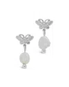 Sterling Forever Butterfly & Pearl Stud Earrings In Silver