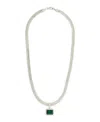 Sterling Forever Calder Cubic Zirconia Pendant Herringbone Chain Necklace In Silver