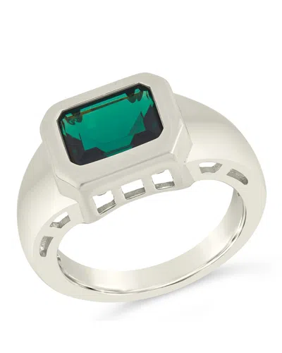 Sterling Forever Calder Cz Statement Signet Ring In Silver