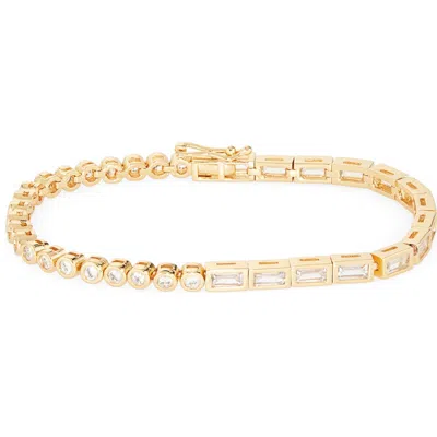 Sterling Forever Calissa Bezel Set Cz Tennis Bracelet In Gold