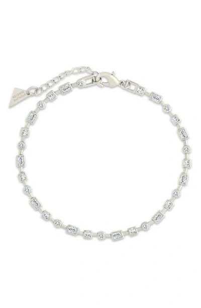 Sterling Forever Camden Cubic Zirconia Staggered Tennis Bracelet In Silver