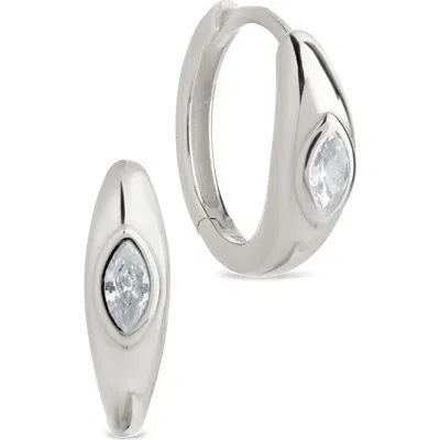 Sterling Forever Camila Marquis Cubic Zirconia Huggie Hoop Earrings In Silver