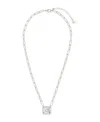 Sterling Forever Camille Bezel Cubic Zirconia Statement Necklace In Silver