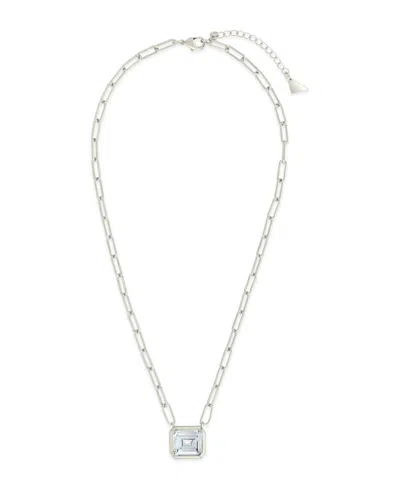 Sterling Forever Camille Bezel Cubic Zirconia Statement Necklace In Silver