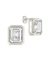 Sterling Forever Camille Bezel Cubic Zirconia Stud Earrings In Silver