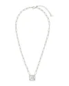 Sterling Forever Camille Bezel Cubic Zirconia Statement Necklace In Metallic