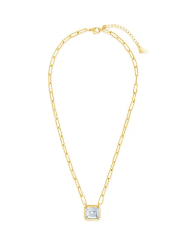 Sterling Forever Camille Bezel Cz Statement Necklace In Gold