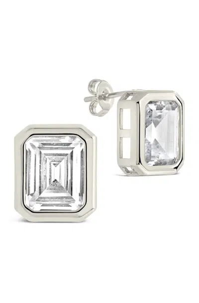 Sterling Forever Camille Bezel Cz Statement Stud Earrings In Metallic