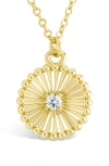 Sterling Forever Candiace Coin Cz Pendant Necklace In Gold