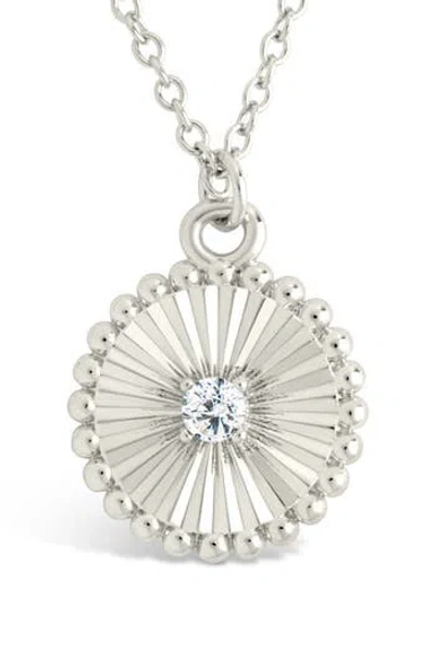 Sterling Forever Candiace Coin Cz Pendant Necklace In Silver
