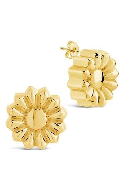 Sterling Forever Canel Flower Stud Earrings In Gold