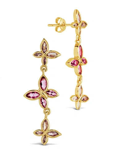 Sterling Forever Caria Cz Butterfly Drop Stud Earrings In Gold