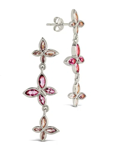 Sterling Forever Caria Cz Butterfly Drop Stud Earrings In Silver