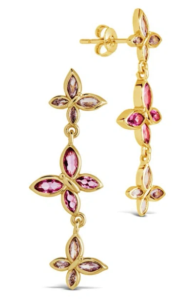 Sterling Forever Caria Cz Drop Earrings In Gold