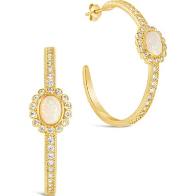 Sterling Forever Carina Cubic Zirconia Opal Hoop Earrings In Gold