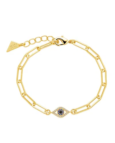 Sterling Forever Carli Cz Evil Eye Bracelet In Gold