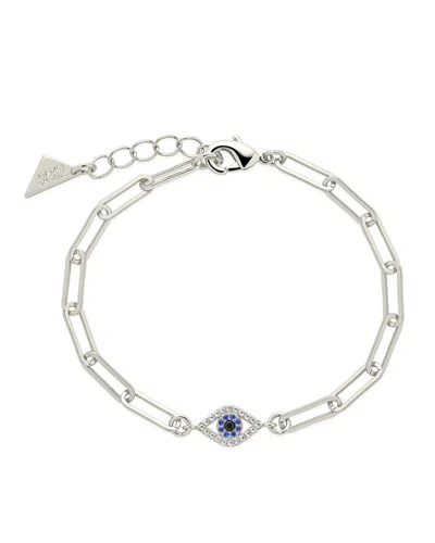 Sterling Forever Carli Cz Evil Eye Bracelet In Silver