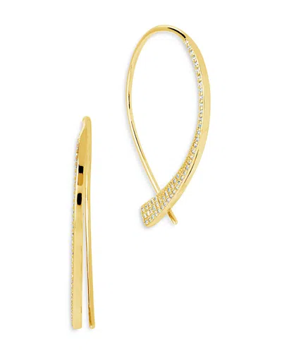 STERLING FOREVER CARLOTTA CUBIC ZIRCONIA THREADER EARRINGS IN 14K GOLD PLATED