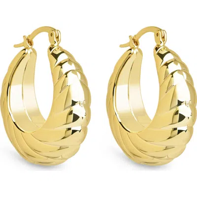 Sterling Forever Caroline Textured Hoop Earrings In Gold