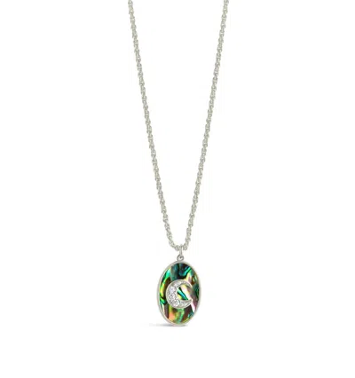 Sterling Forever Carrie Cubic Zirconia Abalone Night Sky Pendant Necklace In Silver