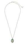 Sterling Forever Carrie Cubic Zirconia & Abalone Moon Pendant Necklace In Silver