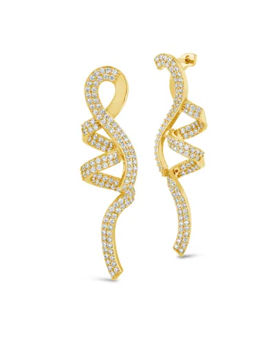 Sterling Forever Carrie Cubic Zirconia Swirl Drop Earrings In Gold