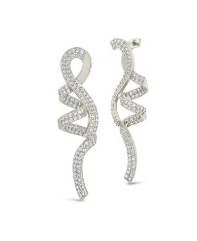 Sterling Forever Carrie Cubic Zirconia Swirl Drop Earrings In Silver