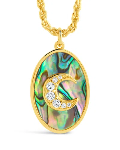 Sterling Forever Carrie Cz & Abalone Night Sky Pendant Necklace In Gold