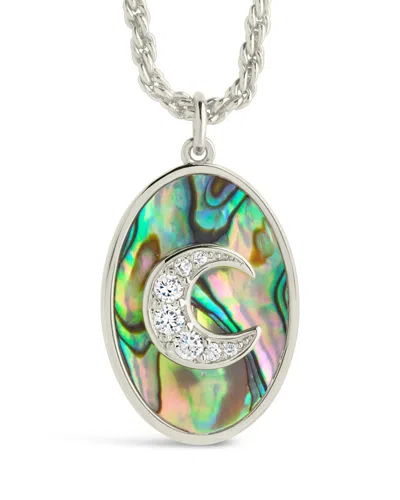 Sterling Forever Carrie Cz & Abalone Night Sky Pendant Necklace In Silver