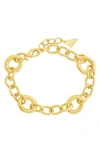 Sterling Forever Carter Link Bracelet In 14k Gold Plated In Gold