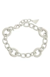 Sterling Forever Carter Round Statement Link Bracelet In Silver