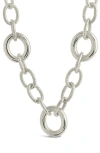 Sterling Forever Carter Round Link Statement Necklace In Silver