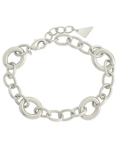 Sterling Forever Carter Round Statement Link Bracelet In Silver