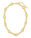 Sterling Forever 14k Plated Carter Round Statement Link Necklace In Gold