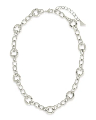 Sterling Forever Carter Round Statement Link Necklace In Metallic