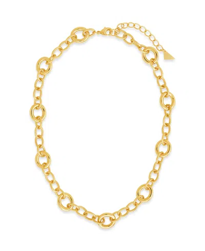 Sterling Forever Carter Round Statement Link Necklace In Gold