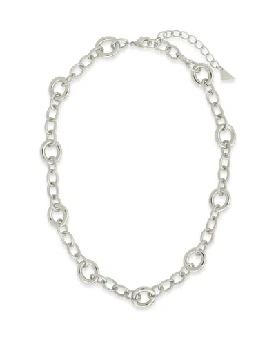 Sterling Forever Carter Round Statement Link Necklace In Silver