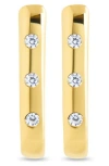 Sterling Forever Casey Cubic Zirconia Rectangular Hoop Earrings In Gold