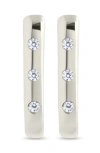 Sterling Forever Casey Cubic Zirconia Rectangular Hoop Earrings In Silver