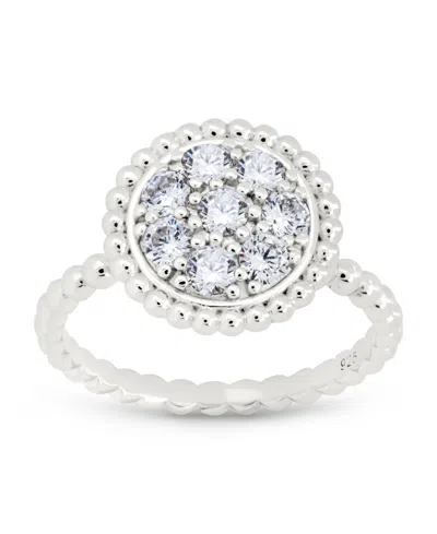 Sterling Forever Casey Cz Circle Ring In Metallic