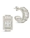 Sterling Forever Cassia Cubic Zirconia Huggie Hoop Earrings In Metallic
