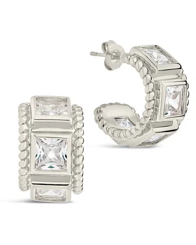 Sterling Forever Cassia Cz Huggie Hoop Earrings In Metallic