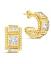 Sterling Forever Cassia Cz Huggie Hoop Earrings In Gold