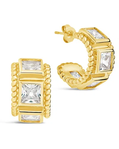 Sterling Forever Cassia Cz Huggie Hoop Earrings In Gold