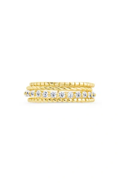 Sterling Forever Cassidy Cubic Zirconia Stack Ring In Gold