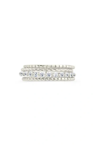 Sterling Forever Cassidy Cubic Zirconia Stack Ring In Metallic