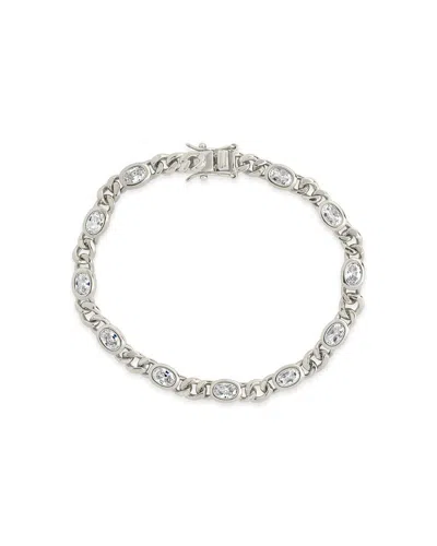 Sterling Forever Cassie Cz Bezel Tennis Bracelet In Metallic