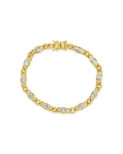 Sterling Forever Cassie Cz Bezel Tennis Bracelet In Gold