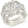 Sterling Forever Caterina Cz Stacking Ring Set Of 3 In Metallic